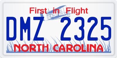 NC license plate DMZ2325