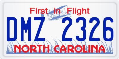 NC license plate DMZ2326