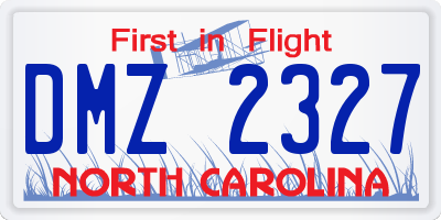 NC license plate DMZ2327