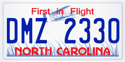 NC license plate DMZ2330