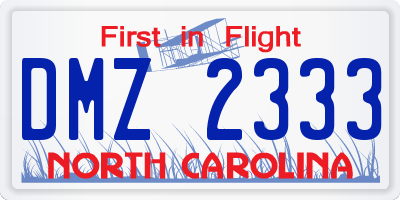 NC license plate DMZ2333