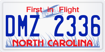 NC license plate DMZ2336