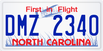 NC license plate DMZ2340