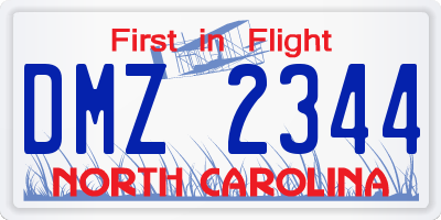 NC license plate DMZ2344