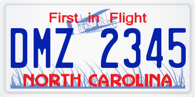 NC license plate DMZ2345