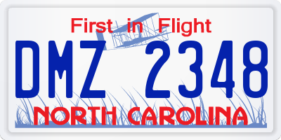 NC license plate DMZ2348