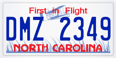 NC license plate DMZ2349