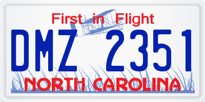 NC license plate DMZ2351