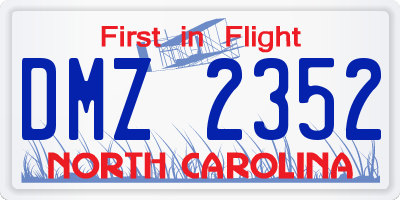 NC license plate DMZ2352