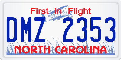 NC license plate DMZ2353