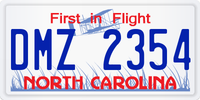 NC license plate DMZ2354