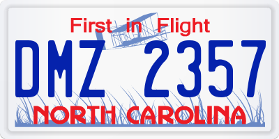 NC license plate DMZ2357