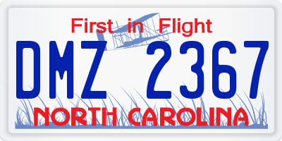 NC license plate DMZ2367