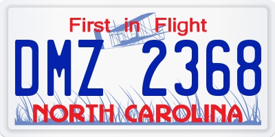 NC license plate DMZ2368