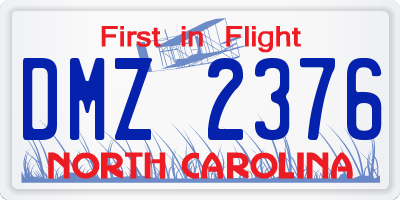 NC license plate DMZ2376