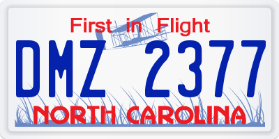NC license plate DMZ2377