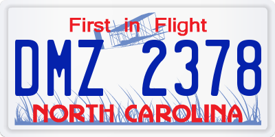 NC license plate DMZ2378