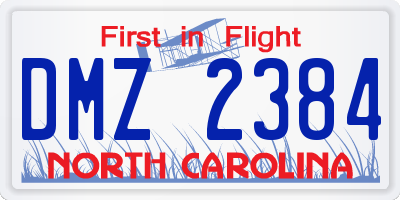 NC license plate DMZ2384