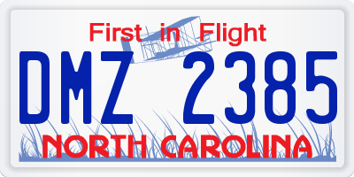 NC license plate DMZ2385