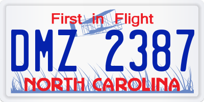 NC license plate DMZ2387