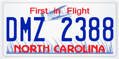 NC license plate DMZ2388