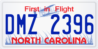 NC license plate DMZ2396