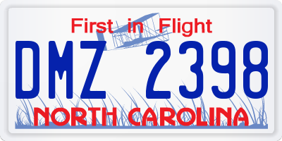 NC license plate DMZ2398