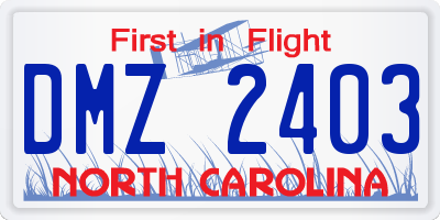 NC license plate DMZ2403