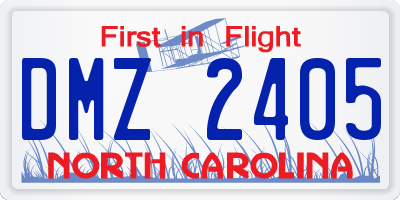 NC license plate DMZ2405