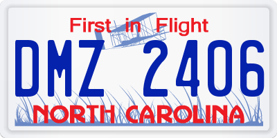 NC license plate DMZ2406