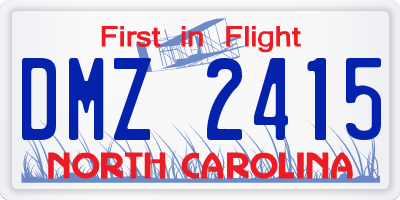 NC license plate DMZ2415
