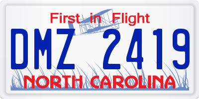 NC license plate DMZ2419