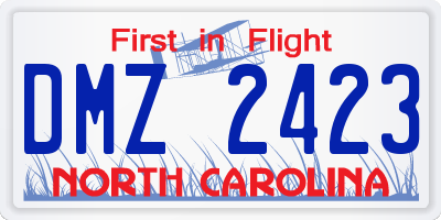 NC license plate DMZ2423