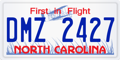 NC license plate DMZ2427