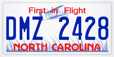NC license plate DMZ2428