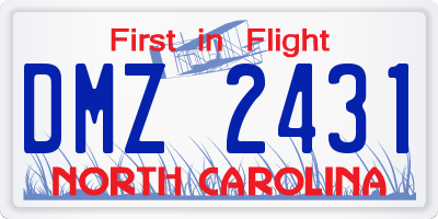 NC license plate DMZ2431