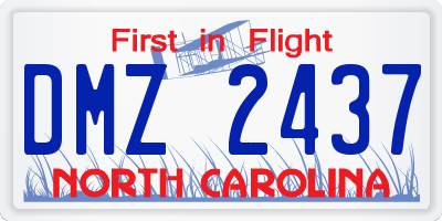 NC license plate DMZ2437
