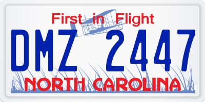 NC license plate DMZ2447