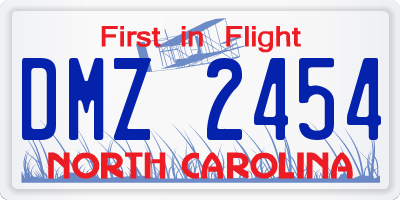 NC license plate DMZ2454