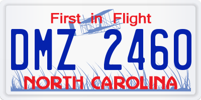 NC license plate DMZ2460