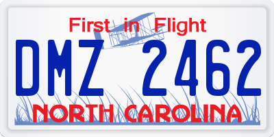 NC license plate DMZ2462