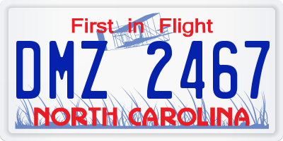 NC license plate DMZ2467