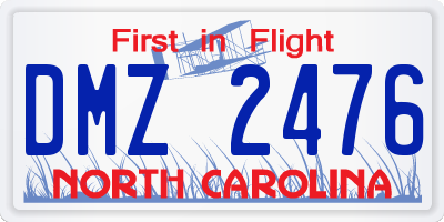 NC license plate DMZ2476