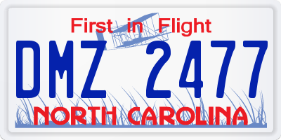 NC license plate DMZ2477