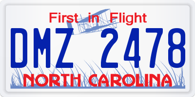 NC license plate DMZ2478