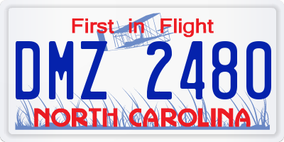 NC license plate DMZ2480