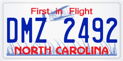 NC license plate DMZ2492