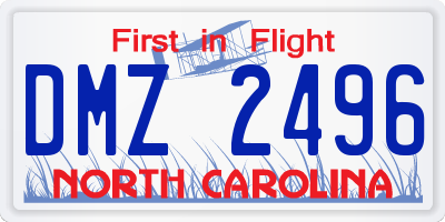 NC license plate DMZ2496
