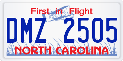 NC license plate DMZ2505