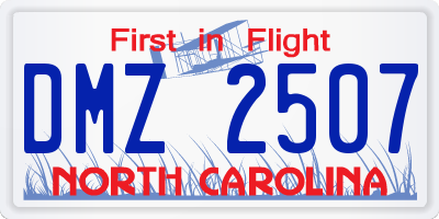 NC license plate DMZ2507